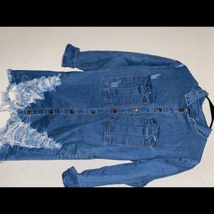 Denim distressed dress